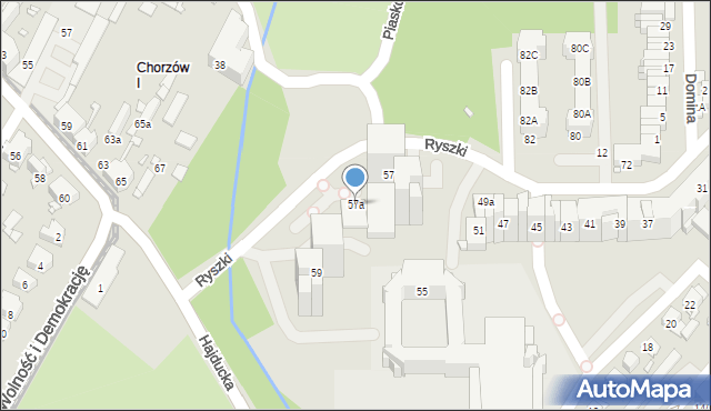 Chorzów, Ryszki Józefa, 57a, mapa Chorzów