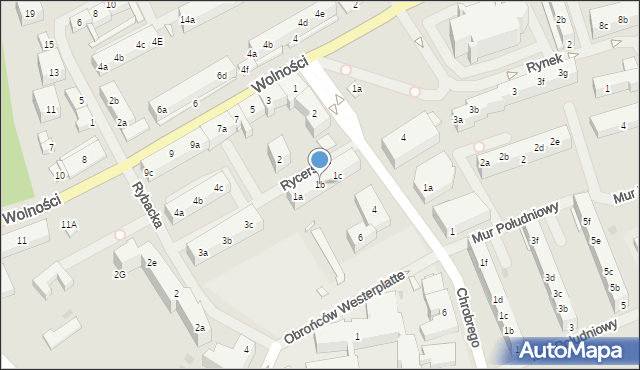 Choszczno, Rycerska, 1b, mapa Choszczno