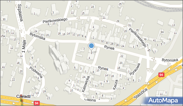 Czeladź, Rynek, 2, mapa Czeladź