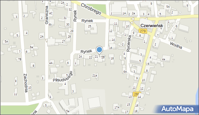 Czerwieńsk, Rynek, 20, mapa Czerwieńsk