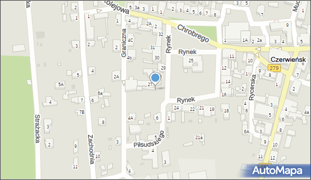 Czerwieńsk, Rynek, 27c, mapa Czerwieńsk
