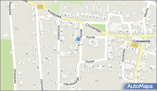 Czerwieńsk, Rynek, 29, mapa Czerwieńsk