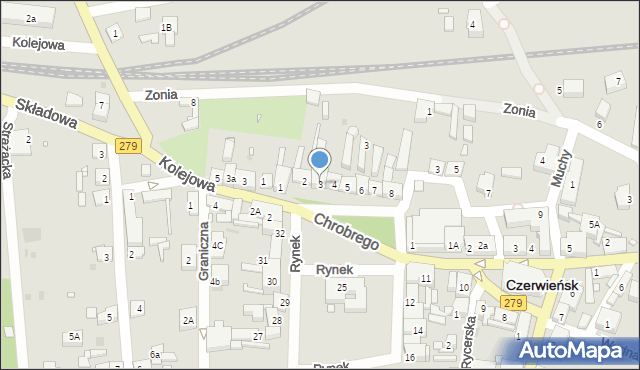 Czerwieńsk, Rynek, 3, mapa Czerwieńsk