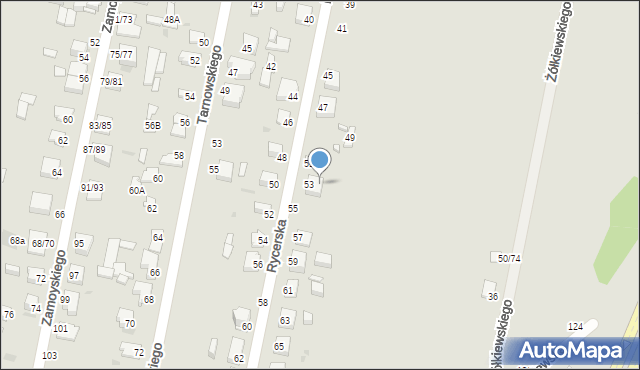 Częstochowa, Rycerska, 53A, mapa Częstochowy