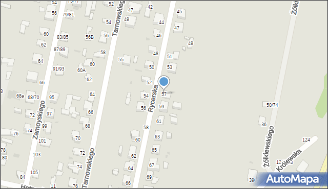 Częstochowa, Rycerska, 57, mapa Częstochowy