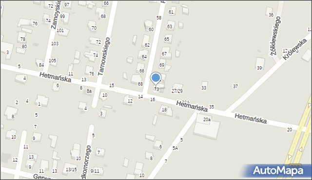 Częstochowa, Rycerska, 73, mapa Częstochowy