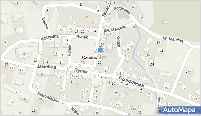 Czudec, Rynek, 28, mapa Czudec