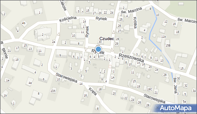 Czudec, Rynek, 3, mapa Czudec