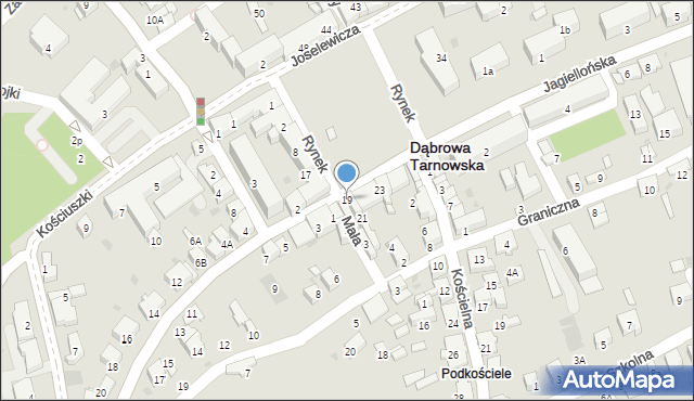 Dąbrowa Tarnowska, Rynek, 19, mapa Dąbrowa Tarnowska