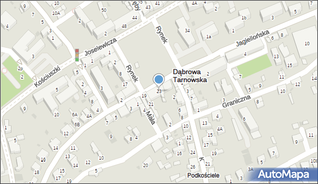 Dąbrowa Tarnowska, Rynek, 23, mapa Dąbrowa Tarnowska