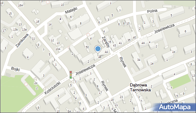 Dąbrowa Tarnowska, Rynek, 52, mapa Dąbrowa Tarnowska