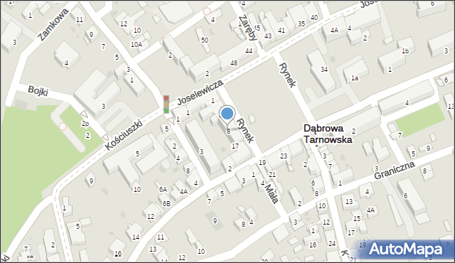 Dąbrowa Tarnowska, Rynek, 8, mapa Dąbrowa Tarnowska