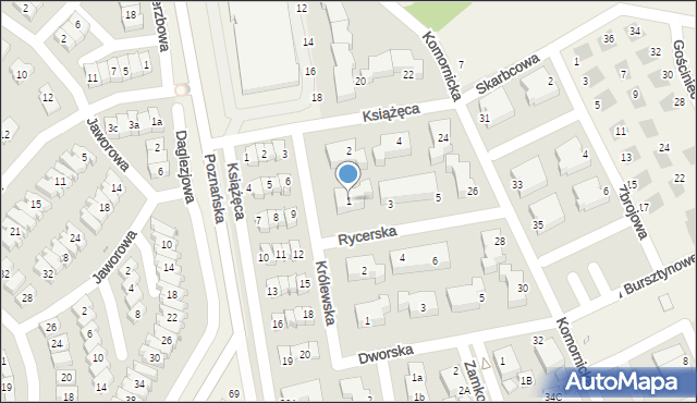 Dąbrówka, Rycerska, 1, mapa Dąbrówka