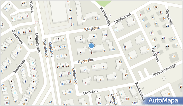 Dąbrówka, Rycerska, 3, mapa Dąbrówka