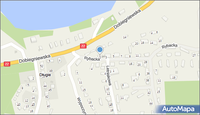Długie, Rybacka, 1, mapa Długie