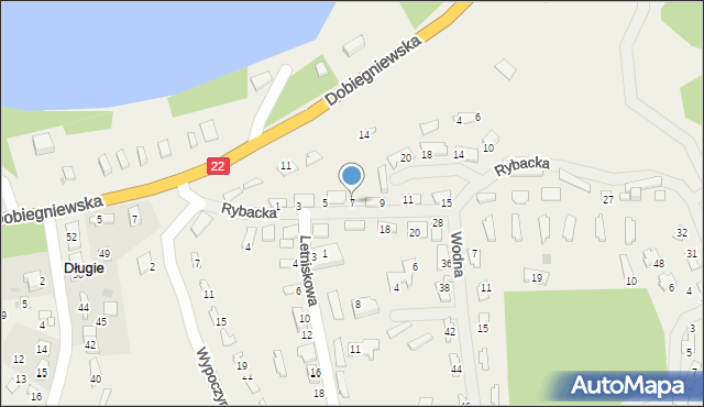 Długie, Rybacka, 7, mapa Długie