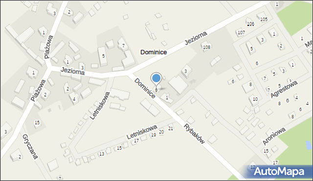 Dominice, Rybaków, 9, mapa Dominice