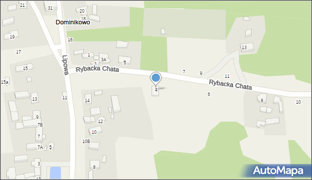 Dominikowo, Rybacka Chata, 4, mapa Dominikowo