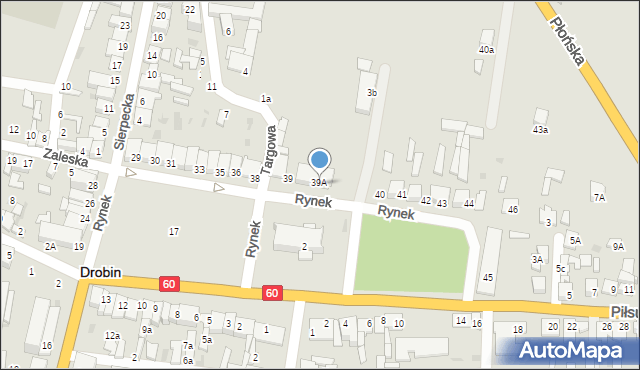 Drobin, Rynek, 39b, mapa Drobin