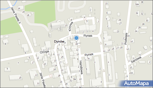 Dynów, Rynek, 14, mapa Dynów