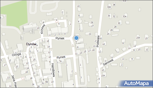 Dynów, Rynek, 5c, mapa Dynów