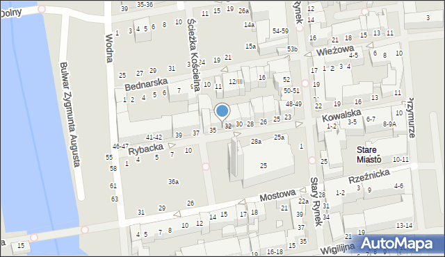 Elbląg, Rybacka, 34-35, mapa Elbląga