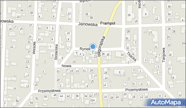 Frampol, Rynek, 1a, mapa Frampol