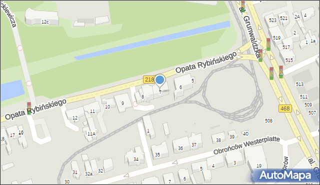Gdańsk, Rybińskiego Jacka, opata, 7, mapa Gdańska