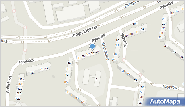 Gdańsk, Rybacka, 5B, mapa Gdańska