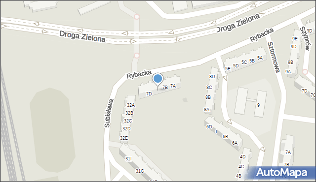 Gdańsk, Rybacka, 7C, mapa Gdańska