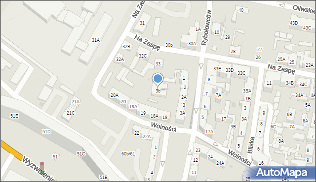 Gdańsk, Rybołowców, 3b, mapa Gdańska