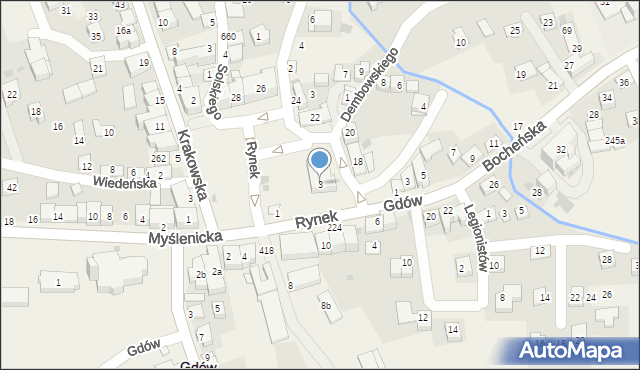 Gdów, Rynek, 3, mapa Gdów