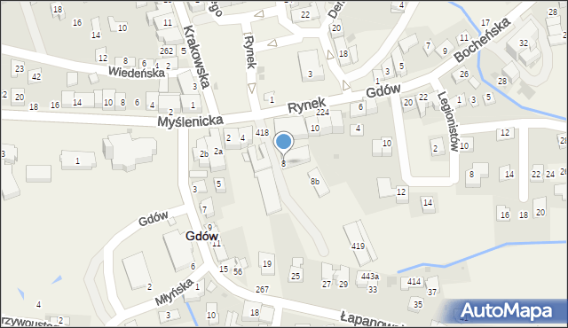 Gdów, Rynek, 8, mapa Gdów