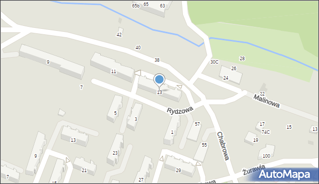 Gdynia, Rydzowa, 13, mapa Gdyni