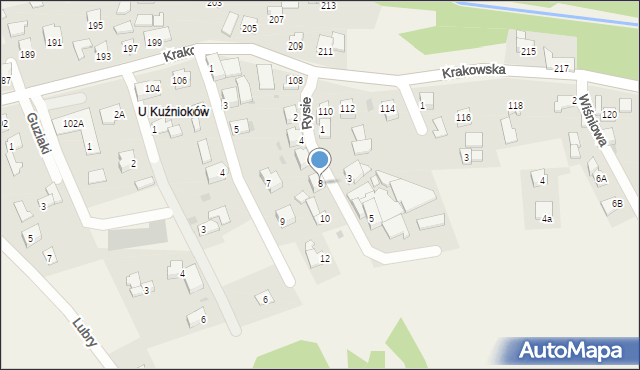 Gilowice, Rysie, 8, mapa Gilowice