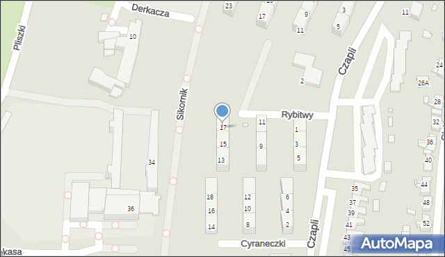 Gliwice, Rybitwy, 17, mapa Gliwic