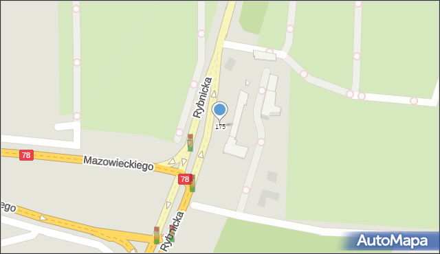 Gliwice, Rybnicka, 175, mapa Gliwic