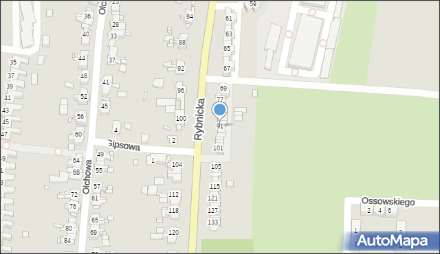 Gliwice, Rybnicka, 91, mapa Gliwic
