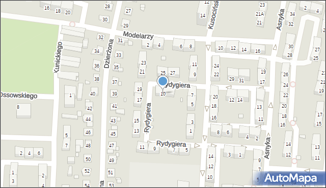 Gliwice, Rydygiera Ludwika, 10, mapa Gliwic