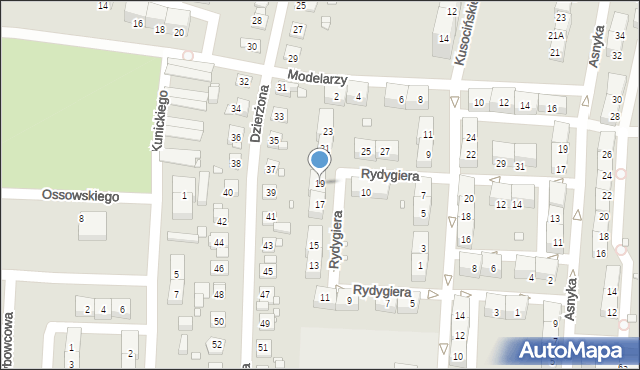 Gliwice, Rydygiera Ludwika, 19, mapa Gliwic