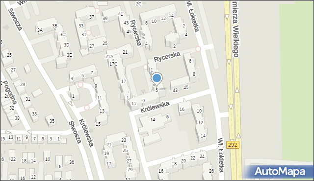 Głogów, Rycerska, 5, mapa Głogów