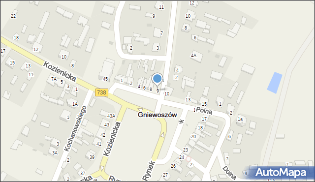 Gniewoszów, Rynek, 9, mapa Gniewoszów