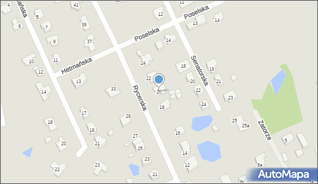 Gniezno, Rycerska, 20, mapa Gniezna