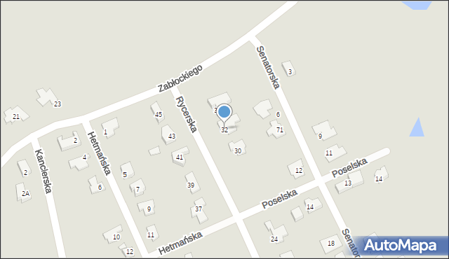 Gniezno, Rycerska, 32, mapa Gniezna