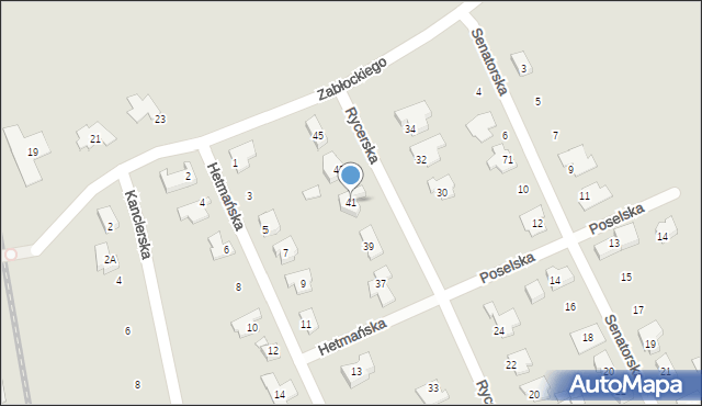 Gniezno, Rycerska, 41, mapa Gniezna