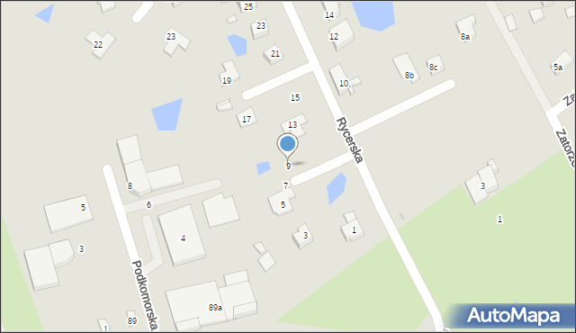 Gniezno, Rycerska, 9, mapa Gniezna