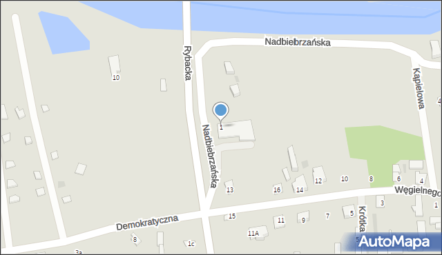 Goniądz, Rybacka, 1, mapa Goniądz