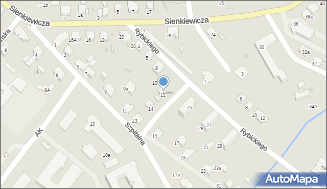 Gorlice, Rybickiego Jana, dr., 12, mapa Gorlic
