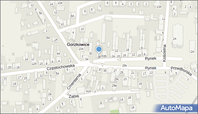 Gorzkowice, Rynek, 28, mapa Gorzkowice