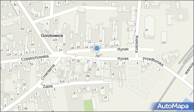 Gorzkowice, Rynek, 29b, mapa Gorzkowice